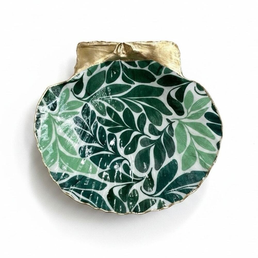 Green Botanical Trinket Dish | Leaf Jewelry Dish | Nature-Inspired Ring Holder - Picture 3 of 3